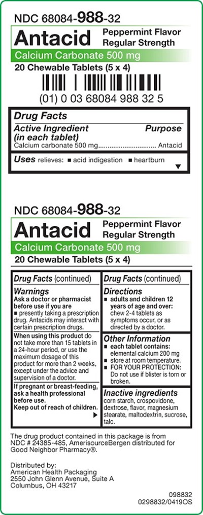 500 mg Antacid Peppermint Chewable Tablets Carton